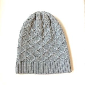 Portolano Women's Gray Knit Copper Slouch Beanie 100% Italian Merino Wool Hat